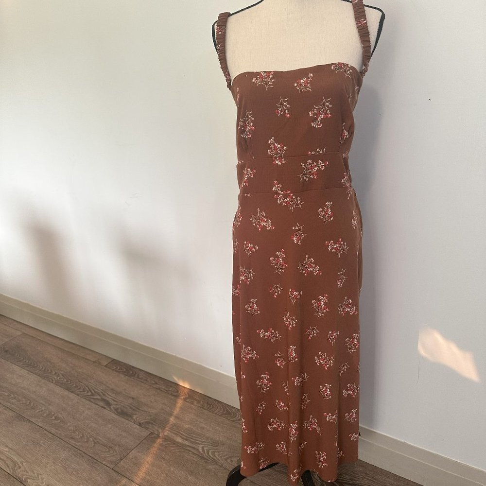 🌸Abercrombie & Fitch Rust Brown Floral Backless Midi Dress🌸